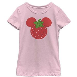 Disney Characters Strawberry Ears Girl's Solid Crew Tee, Light Pink, X-Small, Rosa, XS