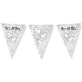 PD-Party 7031046 Feest Bunting | Elegant - Mrs. & Mrs., Zilver, Folie, Dubbelzijdig, Driehoekig, Feest Decoraties Vlaggen, 1000cm Lengte x 30cm Breedte x 0.1cm Hoogte