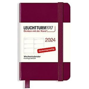 LEUCHTTURM1917 367645 weekkalender mini (A7) 2024, Port Red, Duits, 12 maanden