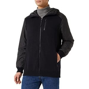 TOM TAILOR Uomini Nylon gebreide jas met capuchon 1027985, 29999 - Black, XL