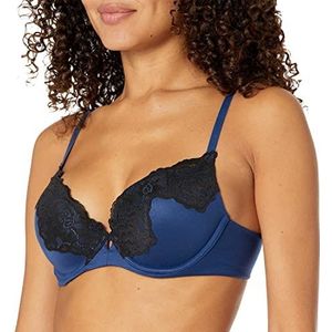 Maidenform Women's Comfort Devotion Your Lift Underwire Bra with Lace Trim, Convertible Straps, Navy Eclipse/Black, 36D