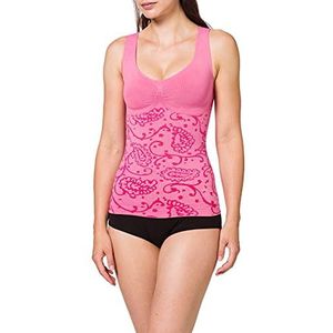 belly cloud Figuurvormende top voor dames, allover paisley, roze (Hot Pink 522), M