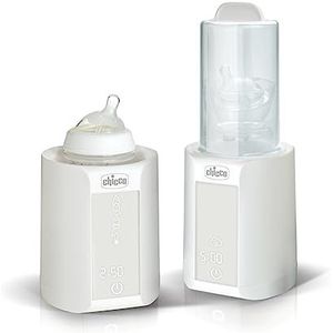 Chicco Flessenverwarmer voor pasgeborenen, 2-in-1, timer- en afkoelfunctie, sterilisatiefunctie, ook voor potten en melk, multifunctioneel, wit