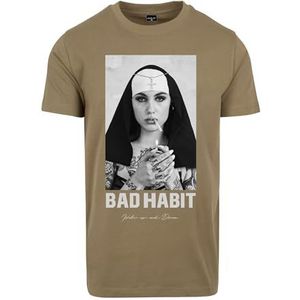 Mister Tee Heren T-shirt Bad Habit Tee, T-shirt met fotoprint voor mannen, regular fit, katoen, maten XS - 5XL, olijfgroen, XXL