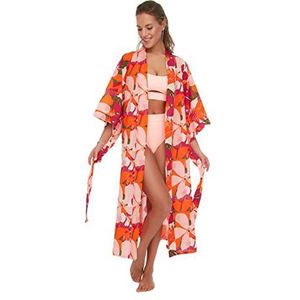 Trendyol Dames Relaxed Basic V-hals Geweven Kimono's & Kaftans, Veelkleurig, M