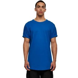 Urban Classics Heren T-shirt Long Shaped Turnup Tee, casual T-shirt voor mannen, in lange snit, verkrijgbaar in vele kleuren, maten XS-5XL, Sporty Blue., 5XL