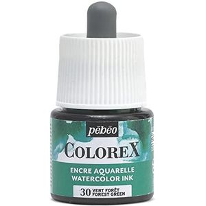 Pébéo - Colorex inkt, 45 ml, bosgroen – Colorex inkt aquarel pebeo – inkt groen, fluweelzachte weergave – Maltink multitool voor alle ondergronden – 45 ml – bosgroen