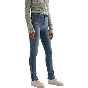 NA-KD Skinny jeans met split aan de zijkant voor dames, Mid Blauw, 38