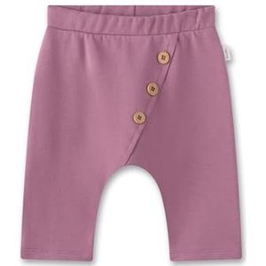 Sanetta Babybroek roze | Praktische en comfortabele uniseks joggingbroek van biologisch katoen. Broek met elastische tailleband en decoratieve schuine knoopsluiting | babykleding, roze, 86 cm