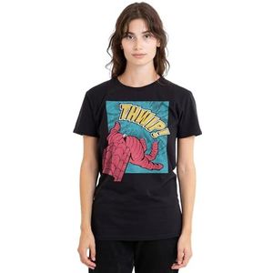 mandarin creative ltd Spider-Man Thwip Panel dames T-shirt, zwart, klein, Zwart, S