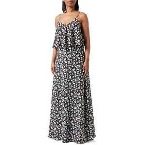 TALOON Maxi-jurk voor dames, met allover-print, zwart, roze, L