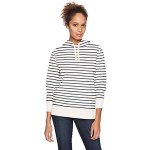 Amazon Essentials Dames fleece pullover hoodie (verkrijgbaar in grote maten), wit gestreept, X-Large