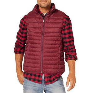 Amazon Essentials Lichtgewicht waterbestendig opvouwbaar donsvest voor heren, donkerrood, L