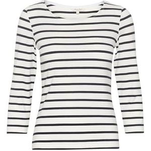 Part Two Dames T-shirt met 3/4 mouwen, ronde hals, slim fit, jersey, T-shirt, hip-lengte, Dark Navy Stripe, S