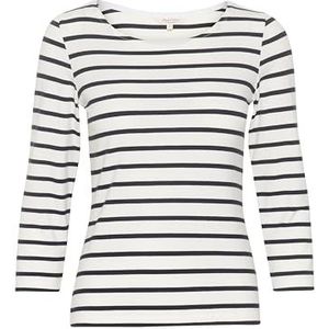 Part Two Dames T-shirt met 3/4 mouwen, ronde hals, slim fit, jersey, T-shirt, hip-lengte, Dark Navy Stripe, S