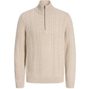 Jack & Jones - Jprblusean Knit Cable Half Zip - Trui - Silver Lining/Melange