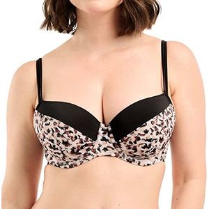Sans Complexe Sunset Stay badpak, beha, schalen met beugels, dierenprint, zand, zwart, 90D dames, Animal Print Sand Zwart, 75D