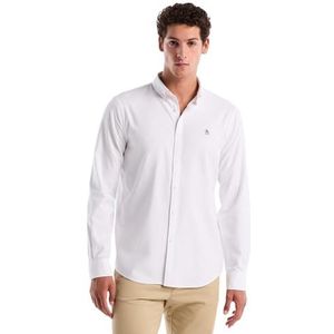 Original Penguin Heren Ecovero Oxford Stretch Shirt Lange Mouw Knop, Helder Wit, S