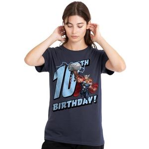 mandarin creative ltd Thor verjaardag 10 dames T-shirt, diep marineblauw, klein, Diepe marine, S