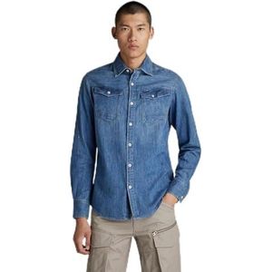 G-Star RAW Arc 3D Slim overhemd, Blauw (Faded Cricket Blue D17431-d252-d891), S
