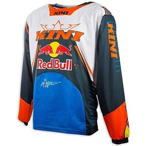 KINI Red Bull Competition Jersey voor heren, met lange mouwen, motorsport, ademend, mesh, microvezel, oranje - XL