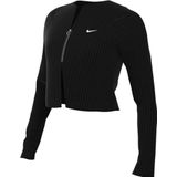Nike - Sportswear Chill Rib - Aansluitend Damesvest - Zwart - Met Rits Over De Hele Lengte
