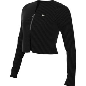 Nike - Sportswear Chill Rib - Aansluitend Damesvest - Zwart - Met Rits Over De Hele Lengte