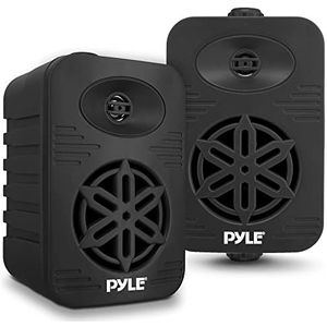 Pyle Indoor Outdoor Speakers Pair - 300 Watt Dual Waterproof 4” 2-Way Full Range Speaker System w/ 1/2” High Compliance Polymer Tweeter - In-Home, Boat, Marine, Deck, Patio, Poolside (Black)