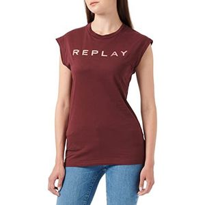 Replay Dames W3624D T-Shirt, 459 Burgundy Red, XL