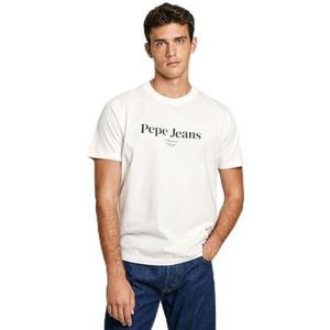 Pepe Jeans Heren DALE TEE T-shirt, wit (OFF WIT), L, Wit (gebroken wit), L