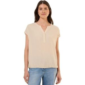 Cecil - Blouse - Pearl Beige - Korte Mouwen - Gesplitste Halslijn en Knoopsluiting