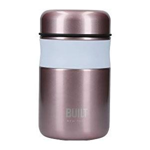 Built Dubbelwandige Isolerende Lunchpot voor Warme en Koude Etenswaren, BPA-Vrij 18/8 Roestvrij Staal, Lichtroze, 490 Milliliter