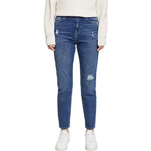 Edc by Esprit High Rise Boyfriend jeans met geribbelde details, 901/Blue Dark Wash., 30W x 28L