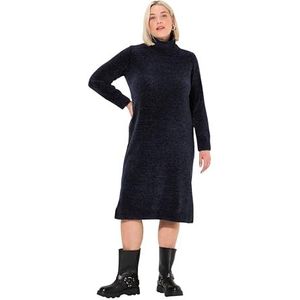 Ulla Popken - Robe - Marine - Chenille - Col Roulé - Manches Langues