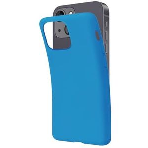 SBS Beschermhoes voor iPhone 13, blauw Sea Blue Pantone 7689 C, zacht en flexibel, krasbestendig, dun, comfortabel in de tas, compatibel met draadloos opladen