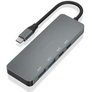 HUB USB 3.2 GEN2 10G, 2 x USB-C, 2 x USB-A, grijs, 15 cm, ideaal voor uitbreiding van poorten en gelijktijdige aansluiting van apparaten.