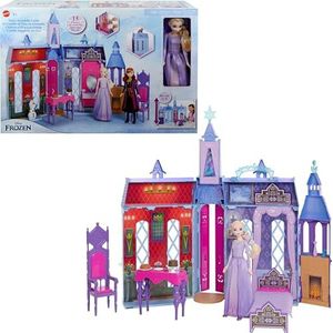 Disney Frozen Kasteel in Arendelle (ruim 61 cm), poppenhuis met modepop Elsa, 4 speelplekken en 15 meubels en accessoires, uit Disney’s Frozen 2, HLW61