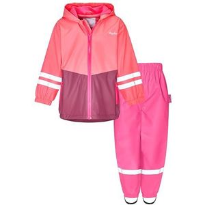 Playshoes Tweedelig regenpak met fleecevoering, gevoerd modderpak, Bessen Roze Fleece, 98