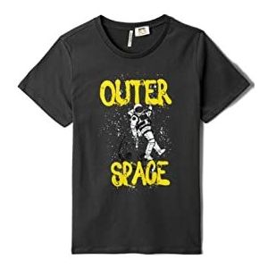 Koton Boy Astronaut bedrukt T-shirt met korte mouwen, ronde hals, katoen, antraciet (045), 5-6 Jaar