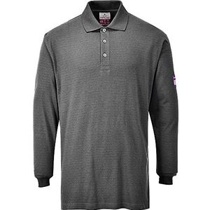 Portwest Vlamvertragende Antistatische lange mouw Polo Shirt Size: M, Colour: Grijs, FR10GRRM