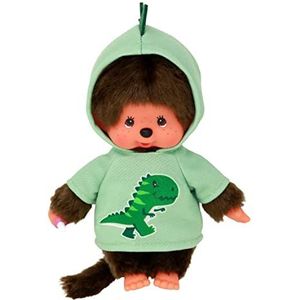 Bandai - Monchhichi - pluche dier Monchhichi dinosaurus - iconisch pluche dier uit de jaren 80 - zacht pluche dier 20 cm voor kinderen en volwassenen - SE242177