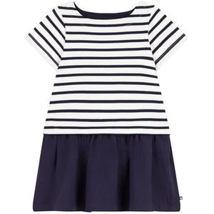 Petit Bateau Jurk MC MAR/SM10A, Marshmallow/Smoking, 10 jaar