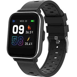 Denver SW-164BLACK, Bluetooth smartwatch, meting van lichaamstemperatuur, zuurstof en hartslag, sportactiviteitstracker, compatibel met iOS en Android.