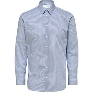 SELETED HOMME Heren Slhslimnathan-Stripe Shirt Ls B Noos overhemd, Deep ultramarine/strepen: strepen, XL