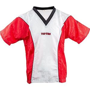 T-shirt met V-hals voor kickboksen""kickboksen Kickboxing"" met zwarte kraag, zwart - rood - wit, M