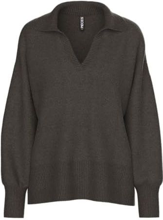 PIECES - PCMALOU - Trui - Donkerbruin - Losse Pasvorm - Lange Mouw