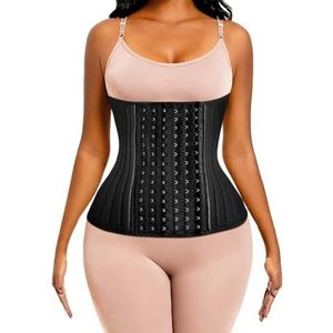 ECOWALSON Corset Cinher Body Shaper voor dames, met stalen botten en extender, E-zwart (25 stalen botten hoogte: 9,45 inch), XXS