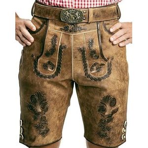 Symphonie Westerwald Elegante Beierse klederdrachtbroek voor heren met klederdrachtriem + bretels, origineel in bruin en antiek bruin-grijs, vettig, antieke look, Oktoberfest, maat 44 tot 60., bruin,