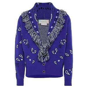 ebeeza Gebreid vest voor dames met franjes en franjes, blauw, maat XL/XXL, blauw, XL