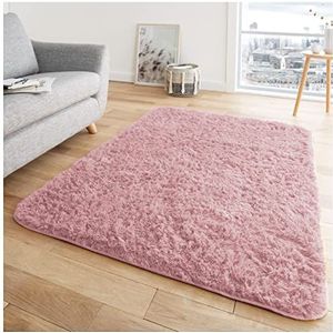 GC GAVENO CAVAILIA Vloerkleden woonkamer tapijt vloer tapijt - extra zacht slaapkamertapijt antislip - zacht aanvoelend pluizig tapijt klein - Shaggy tapijten voor woonkamer - blozend roze - 60 x 110